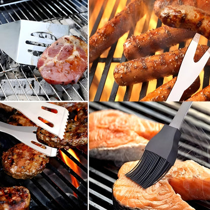 BBQ Utensil Set Stainless Steel Non-Slip Handles & Carrying Bag