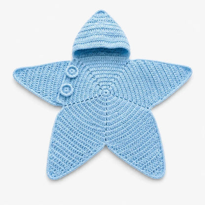 Baby Blanket Crocheted Cotton Hooded Star Shape With Button Closure
