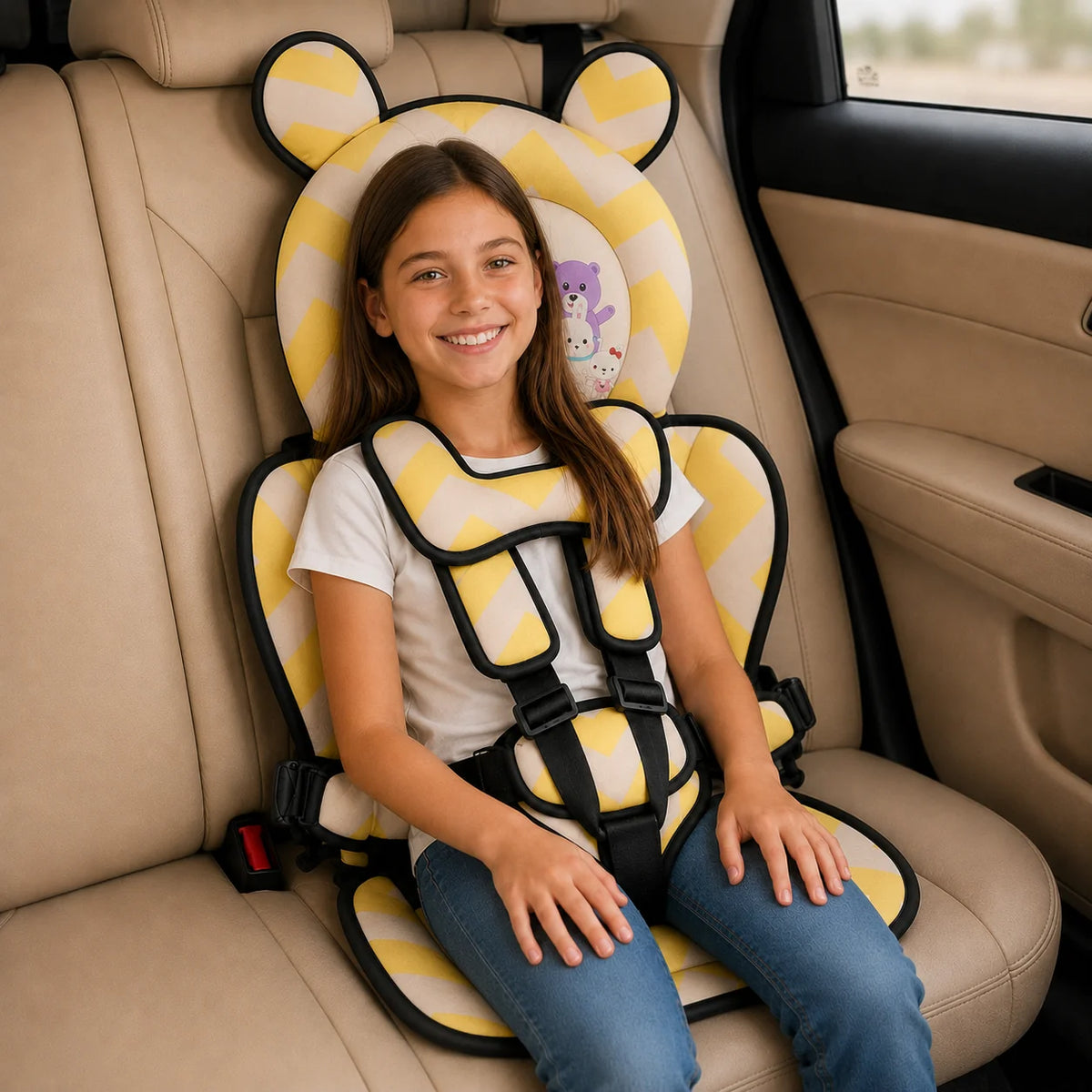 Baby Car Seat Bear-Shaped Padded Support Adjustable Strap