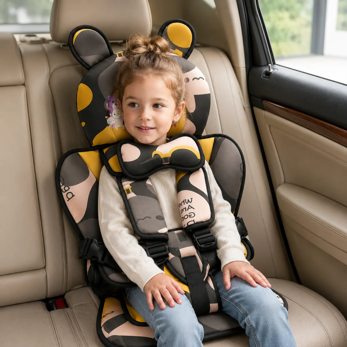 Baby Car Seat Bear-Shaped Padded Support Adjustable Strap