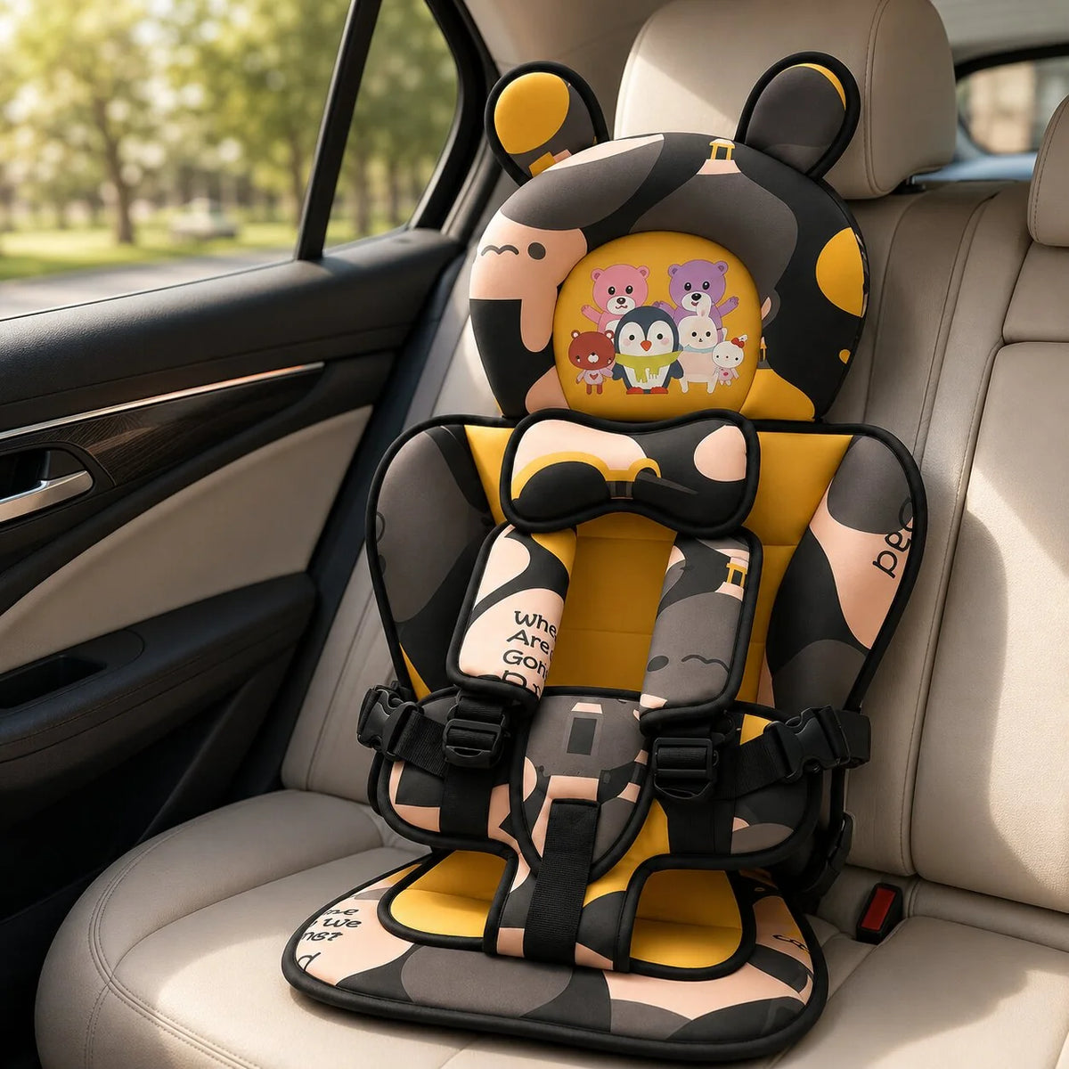 Baby Car Seat Bear-Shaped Padded Support Adjustable Strap
