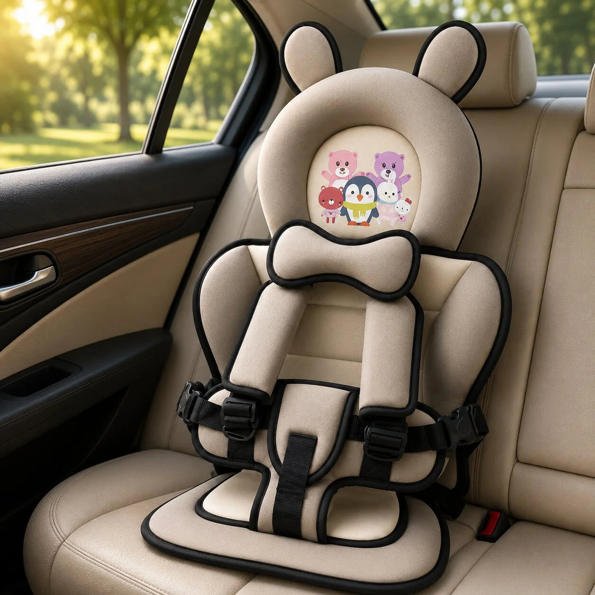 Baby Car Seat Bear-Shaped Padded Support Adjustable Strap
