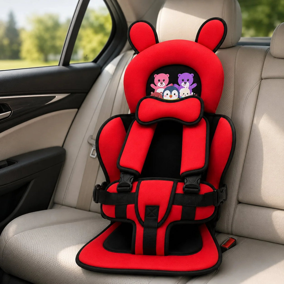 Baby Car Seat Bear-Shaped Padded Support Adjustable Strap
