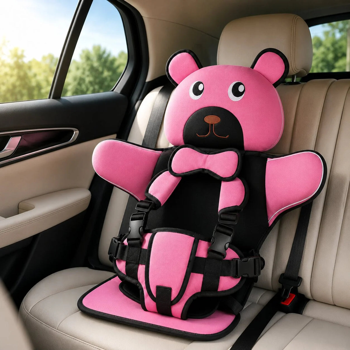Baby Car Seat Padded Bear-Shaped Adjustable Strap