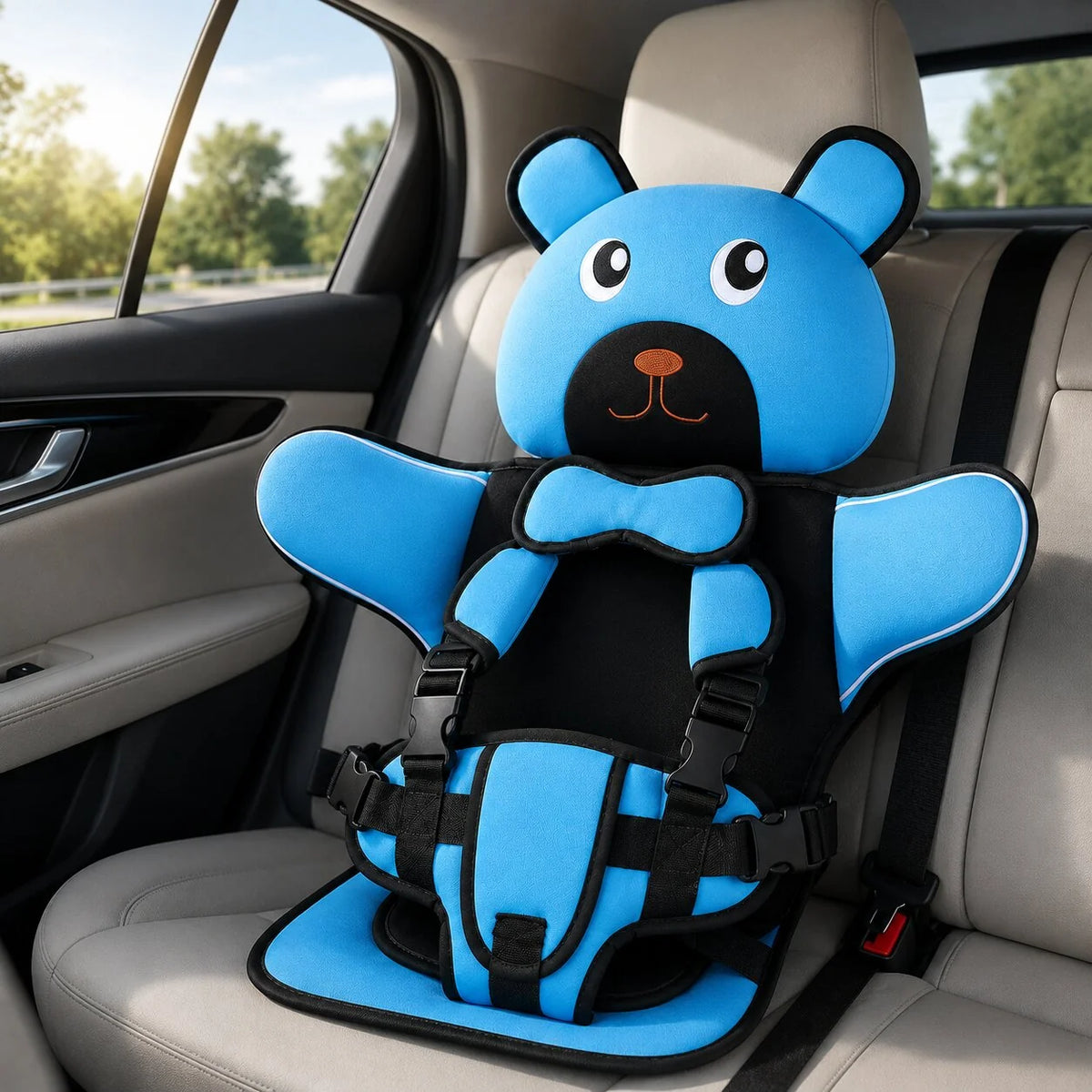 Baby Car Seat Padded Bear-Shaped Adjustable Strap