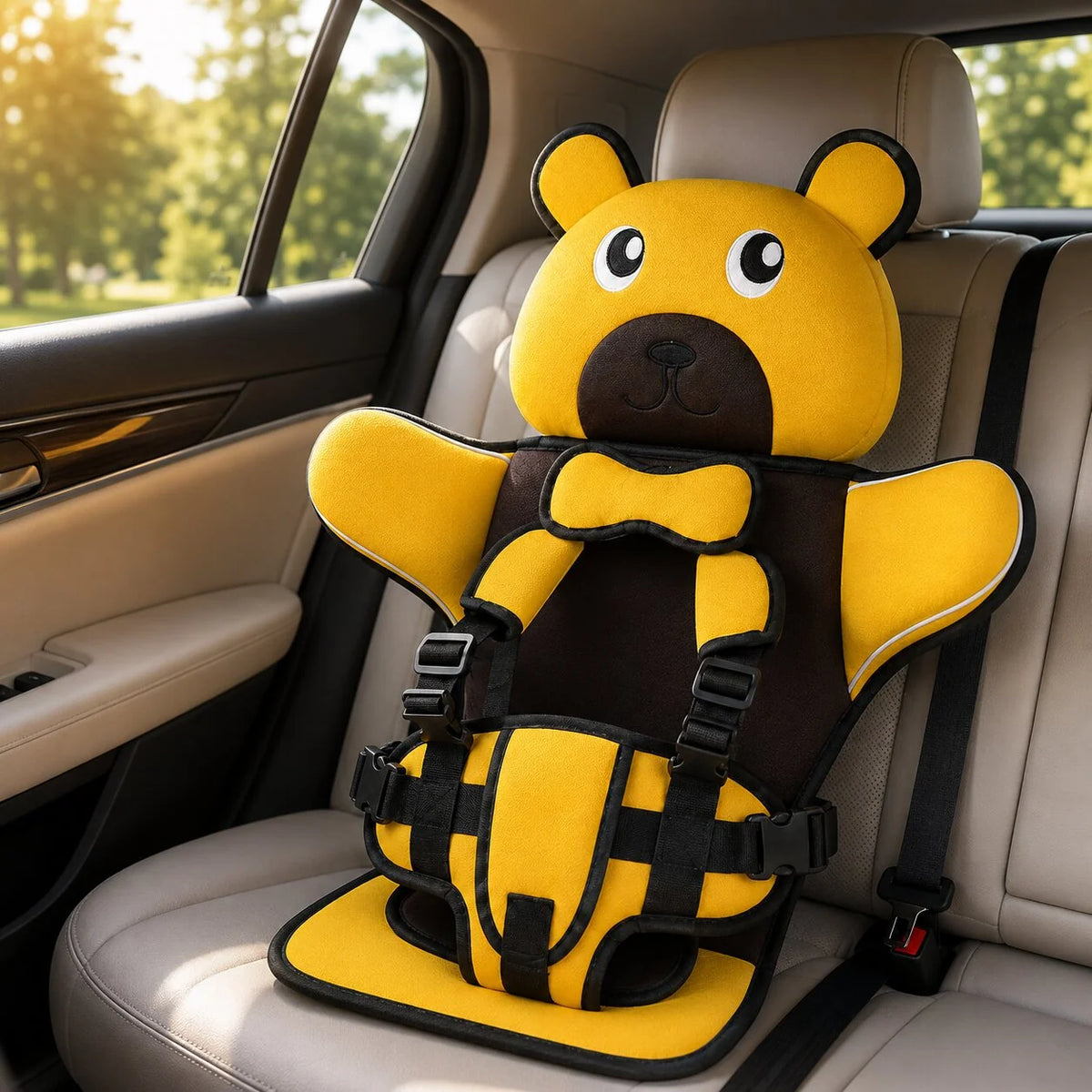 Baby Car Seat Padded Bear-Shaped Adjustable Strap