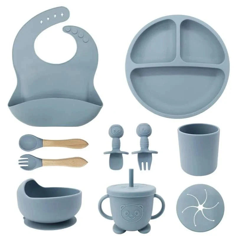 Baby Dinnerware Set 10-Piece Silicone Suction Base