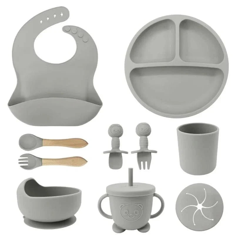 Baby Dinnerware Set 10-Piece Silicone Suction Base