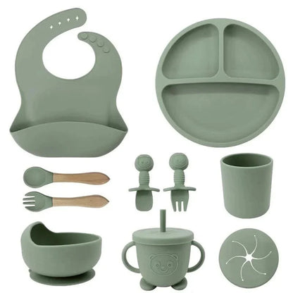 Baby Dinnerware Set 10-Piece Silicone Suction Base