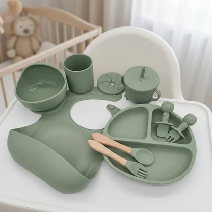 Baby Dinnerware Set Silicone Suction Base BPA-Free Set of 10
