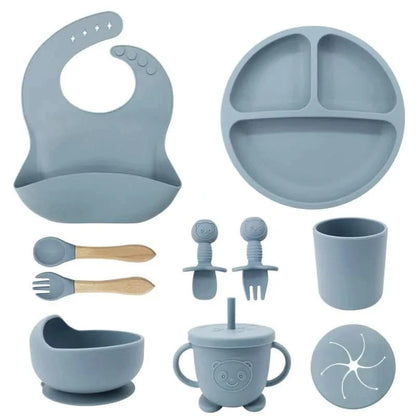Baby Dinnerware Set Silicone Suction Base BPA-Free Set of 10