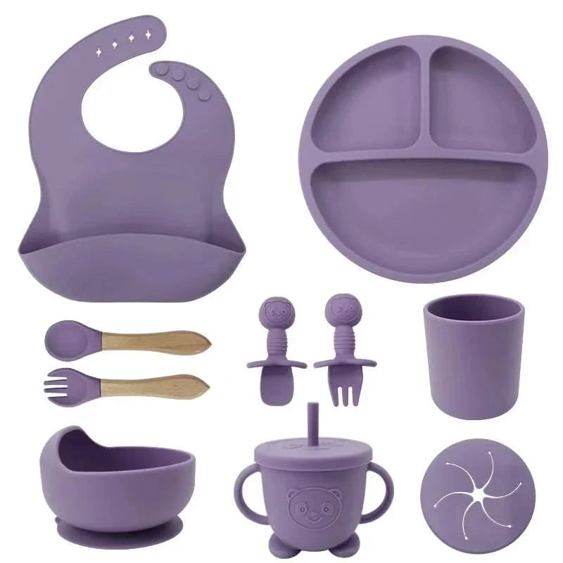 Baby Dinnerware Set Silicone Suction Base BPA-Free Set of 10