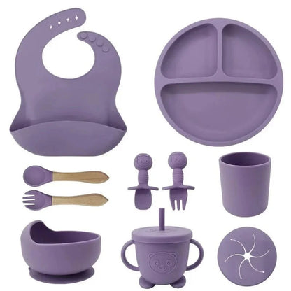 Baby Dinnerware Set Silicone Suction Base BPA-Free Set of 10