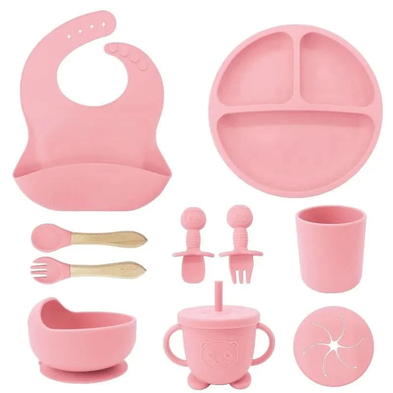 Baby Dinnerware Set Silicone Suction Base BPA-Free Set of 10