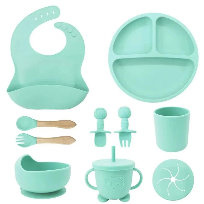 Baby Dinnerware Set Silicone Suction Base BPA-Free Set of 10