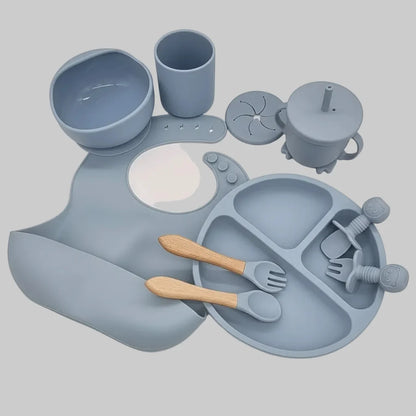 Baby Dinnerware Set Silicone Suction Base BPA-Free Set of 10