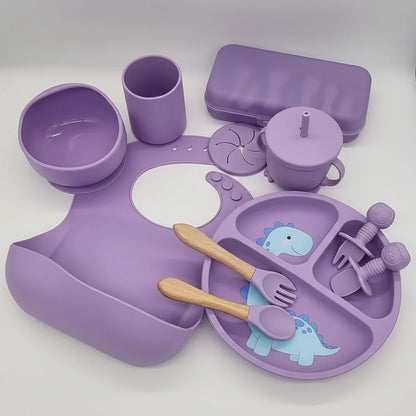 Baby Dinnerware Set Silicone Suction Base BPA-Free Set of 10