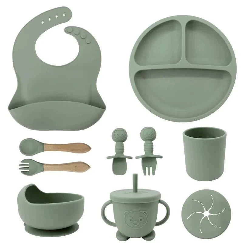 Baby Dinnerware Set Silicone Suction Base BPA-Free Set of 10