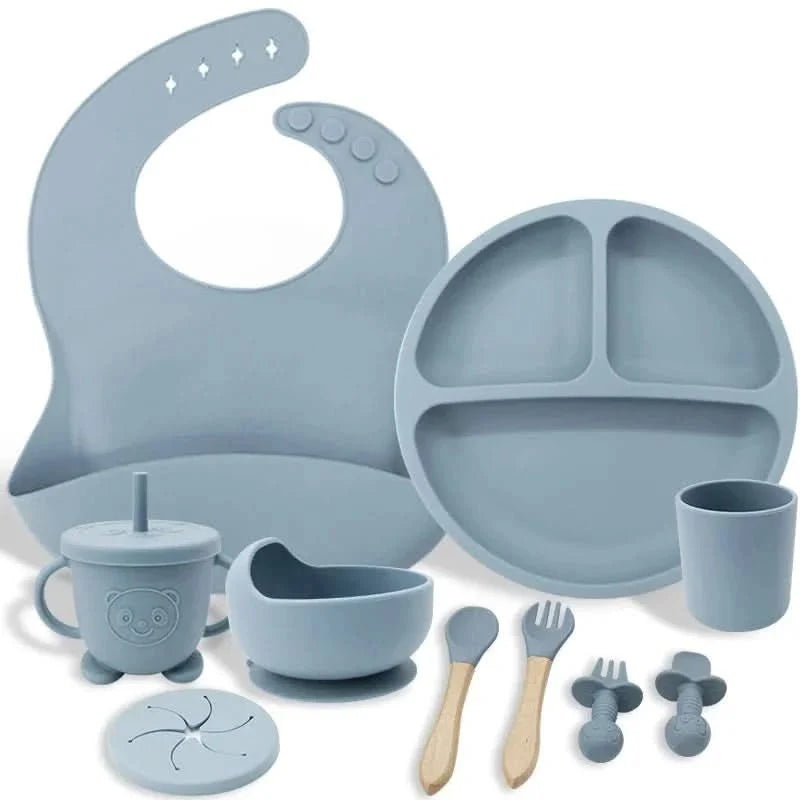 Baby Dinnerware Set Silicone Suction Base BPA-Free Set of 10