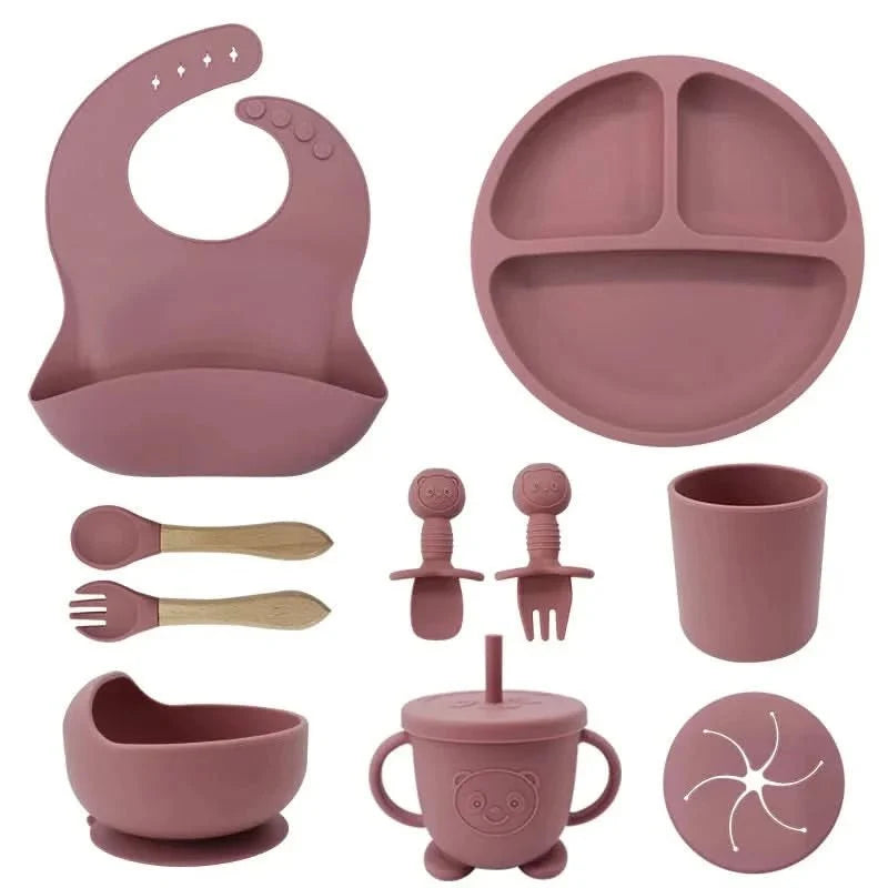 Baby Dinnerware Set Silicone Suction Base BPA-Free Set of 10