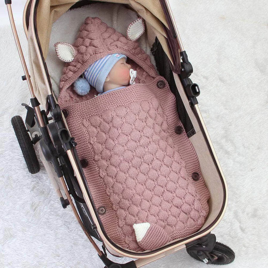 Baby Sleeping Bag Knitted Cotton-Blend Ears & Tail
