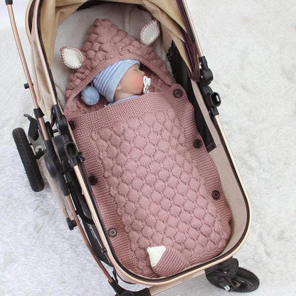 Baby Sleeping Bag Knitted Cotton-Blend Ears & Tail