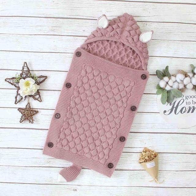 Baby Sleeping Bag Knitted Cotton-Blend Ears & Tail