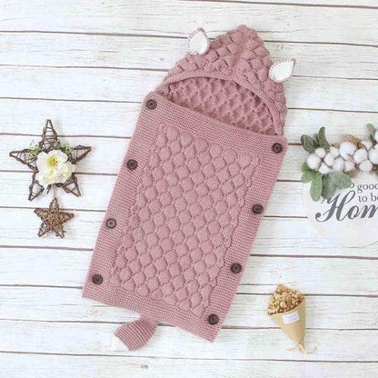 Baby Sleeping Bag Knitted Cotton-Blend Ears & Tail