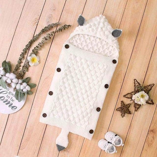 Baby Sleeping Bag Knitted Cotton-Blend Ears & Tail