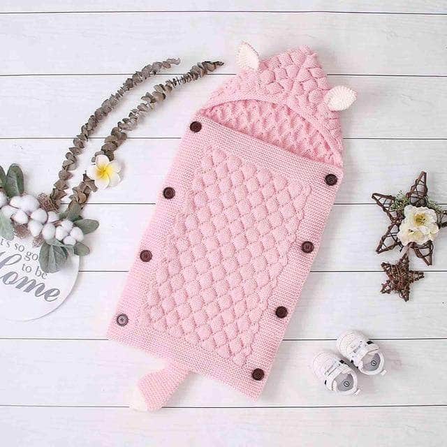 Baby Sleeping Bag Knitted Cotton-Blend Ears & Tail