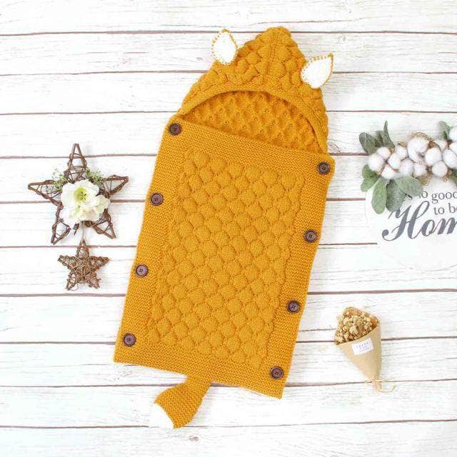 Baby Sleeping Bag Knitted Cotton-Blend Ears & Tail