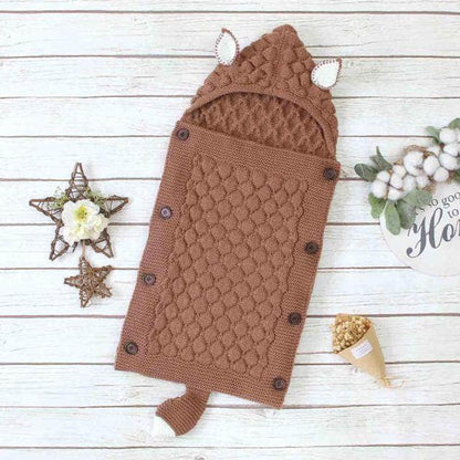 Baby Sleeping Bag Knitted Cotton-Blend Ears & Tail