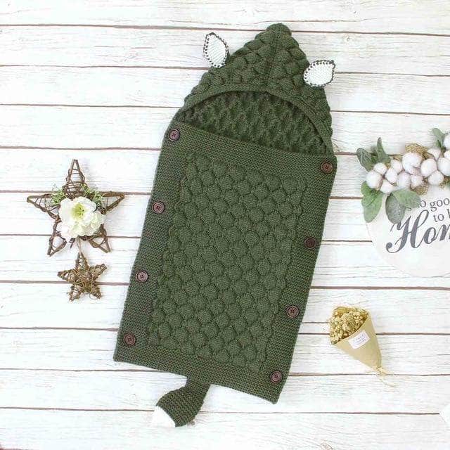 Baby Sleeping Bag Knitted Cotton-Blend Ears & Tail