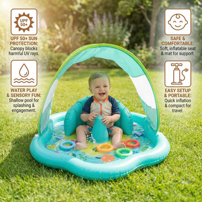 Baby Water Play Mat Inflatable With Integrated Canopy