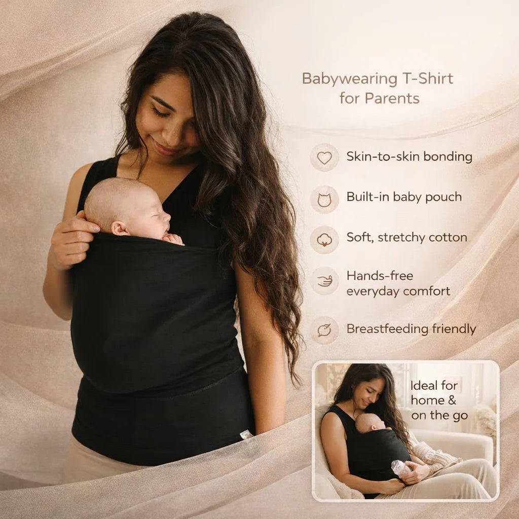 Babywearing Shirt Built-In Pouch Stretchy Cotton Machine Washable