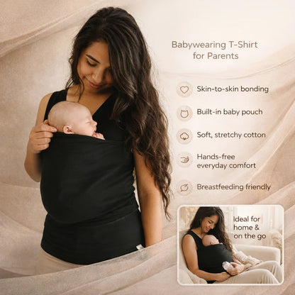 Babywearing Shirt Built-In Pouch Stretchy Cotton Machine Washable