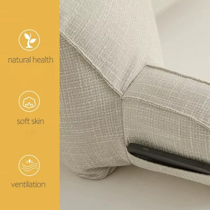 Back Support Cushion Adjustable Headrest Removable Cotton Cover Side Pocket