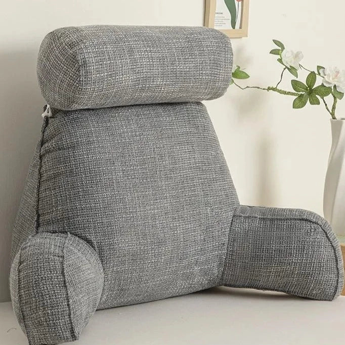 Back Support Cushion Adjustable Headrest Removable Cotton Cover Side Pocket
