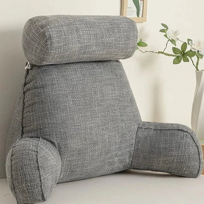 Back Support Cushion Adjustable Headrest Removable Cotton Cover Side Pocket