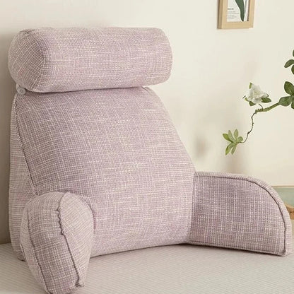 Back Support Cushion Adjustable Headrest Removable Cotton Cover Side Pocket