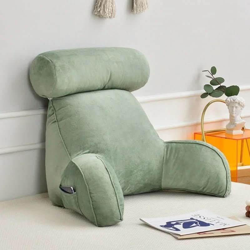 Back Support Pillow Armrests Adjustable Headrest Washable Velour Cover