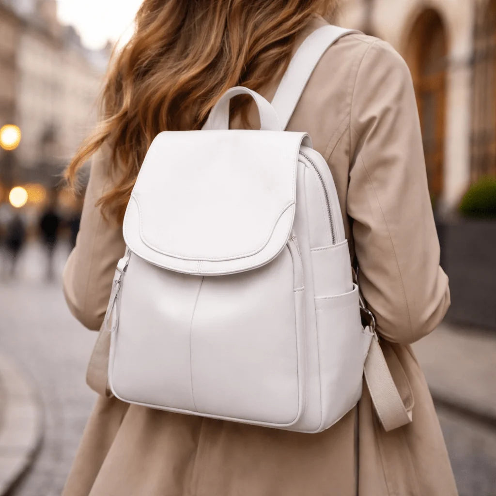 Backpack Anti-Theft Embossed PU Leather Organized Compartments