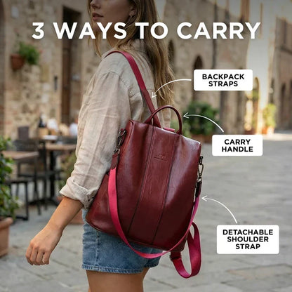Backpack Convertible 3-Way Carry Water-Resistant PU Leather