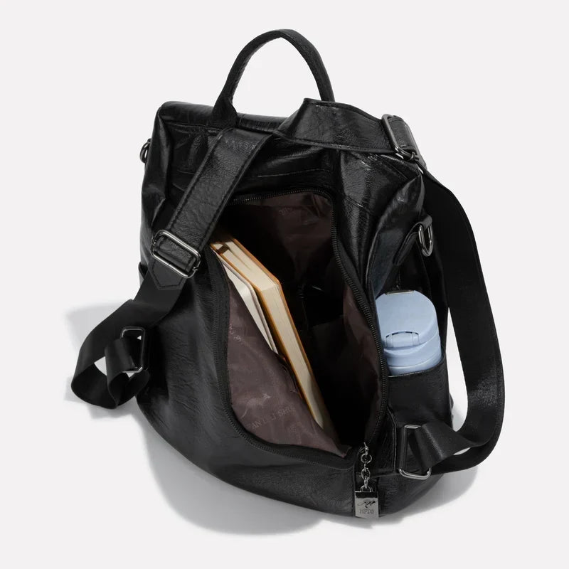 Backpack Convertible 3-Way Carry Water-Resistant PU Leather
