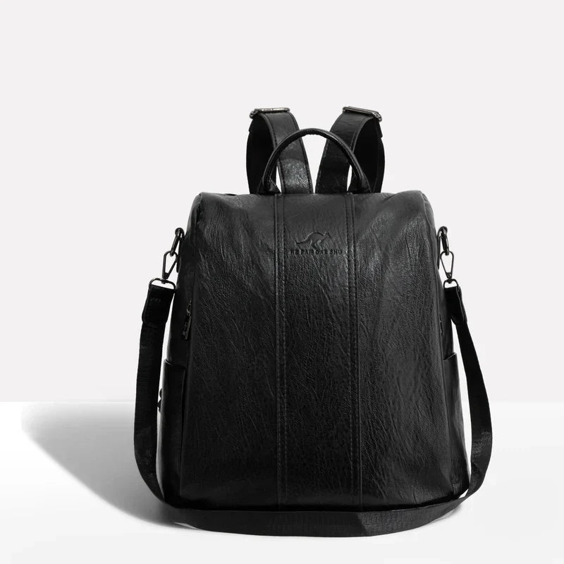 Backpack Convertible 3-Way Hidden Zipper Water-Resistant PU Leather
