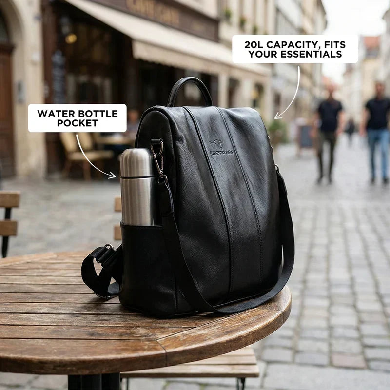 Backpack Convertible 3-Way Hidden Zipper Water-Resistant PU Leather