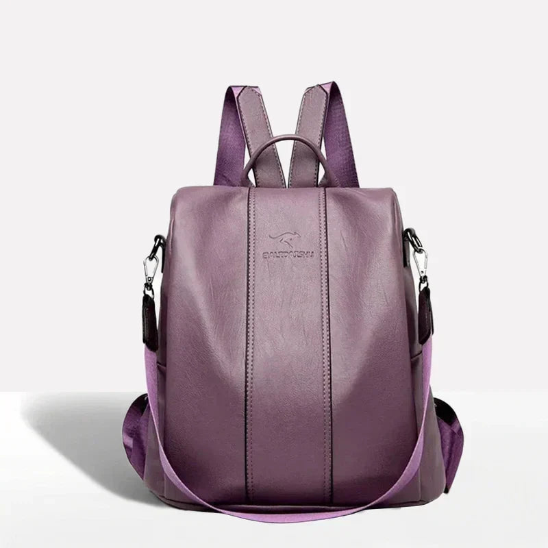 Backpack Convertible 3-Way Hidden Zipper Water-Resistant PU Leather