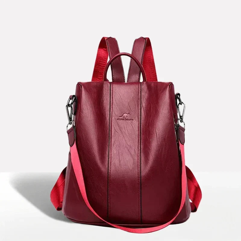 Backpack Convertible 3-Way Hidden Zipper Water-Resistant PU Leather