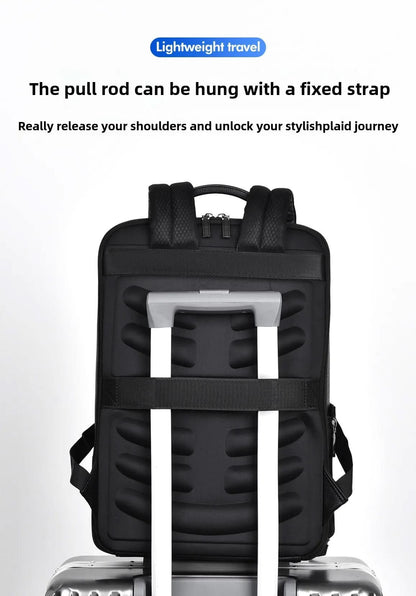 Backpack PU Leather USB Charging 15.6-Inch Laptop