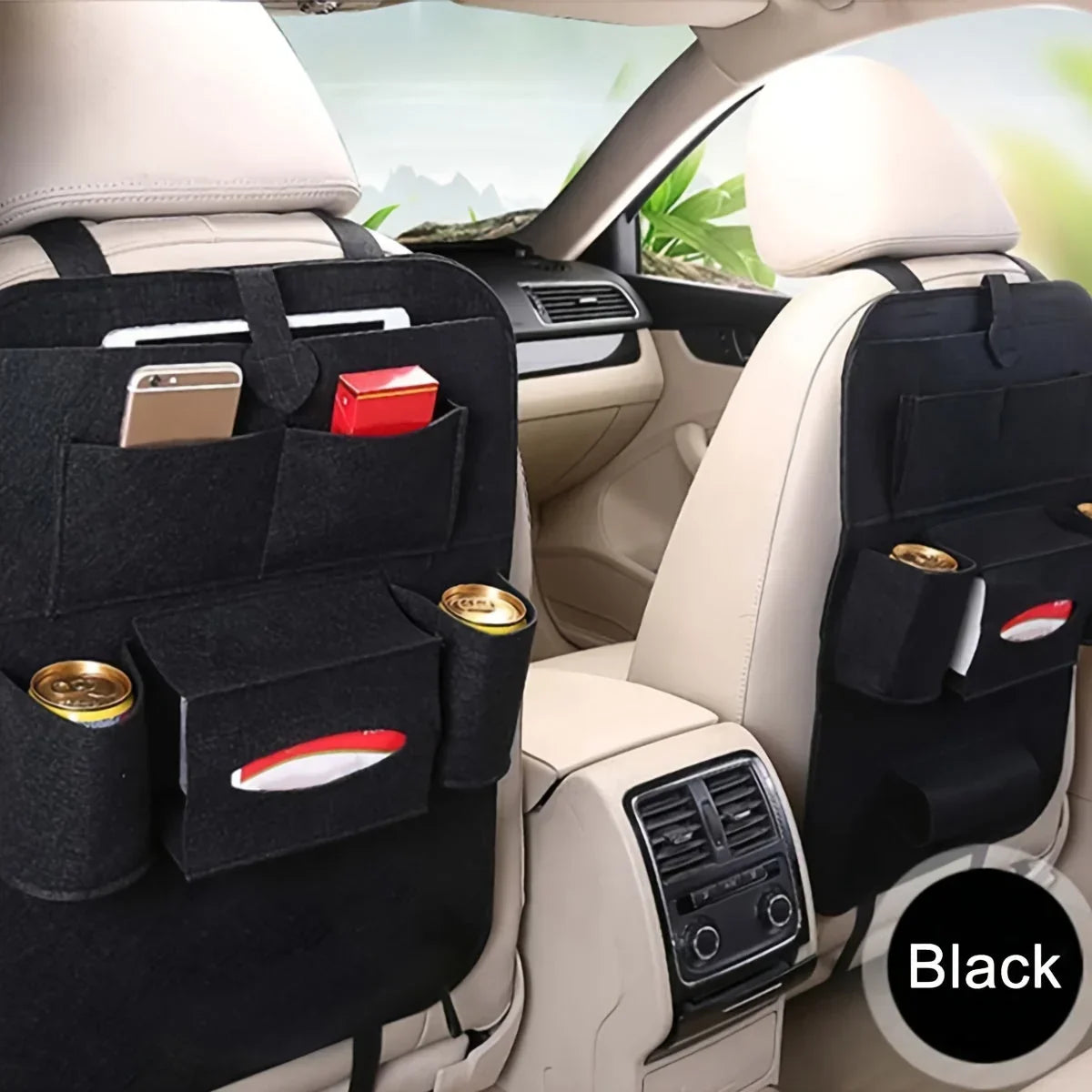 Backseat Organizer Felt Multi-Compartment Adjustable Straps